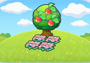 나무 그늘의 꽃밭