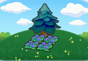 나무 그늘의 우아한 꽃밭