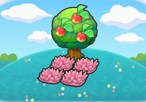 나무 그늘의 분홍 풀숲