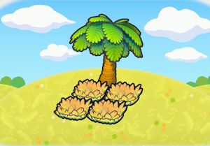 나무 그늘의 노란 풀숲